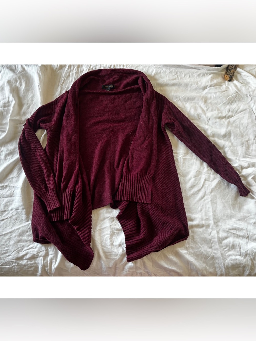 Women’s Crimson Red Cowl Neck Cardigan Size Large